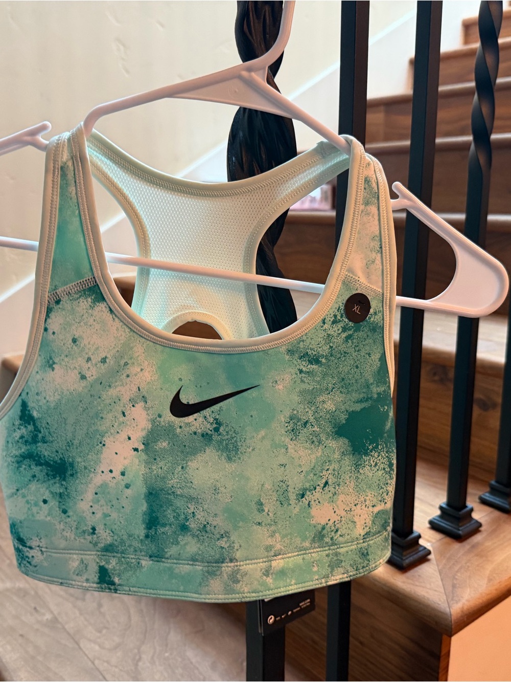 Nike Teal and White Tie-Dye Racerback Sports Bra